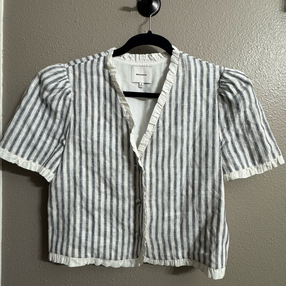 Reformation striped Bess Linen top
